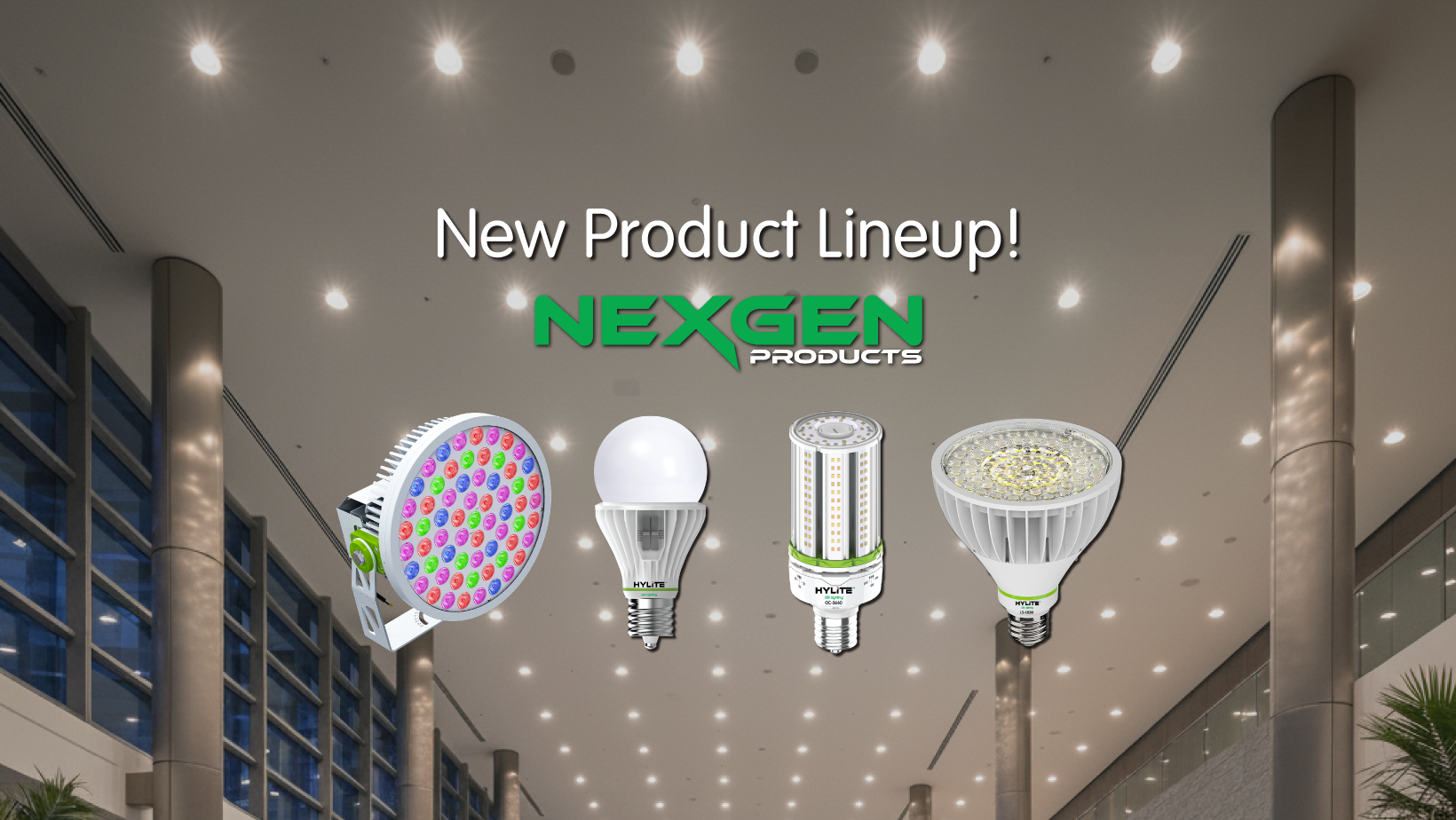 Current HyLite commercial LED retrofit products including Lotus PAR lamps